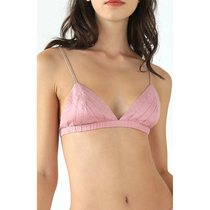 Chen Xiaoflooded pure linen method Antibacterial Beating triangular cup No steel ring ultra-thin bra French style lingerie bralette