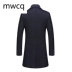 Áo len nam MWCQm102d mid-length 2018 mới mùa thu và trench coat nam len lông Hàn Quốc - Áo gió thể thao
