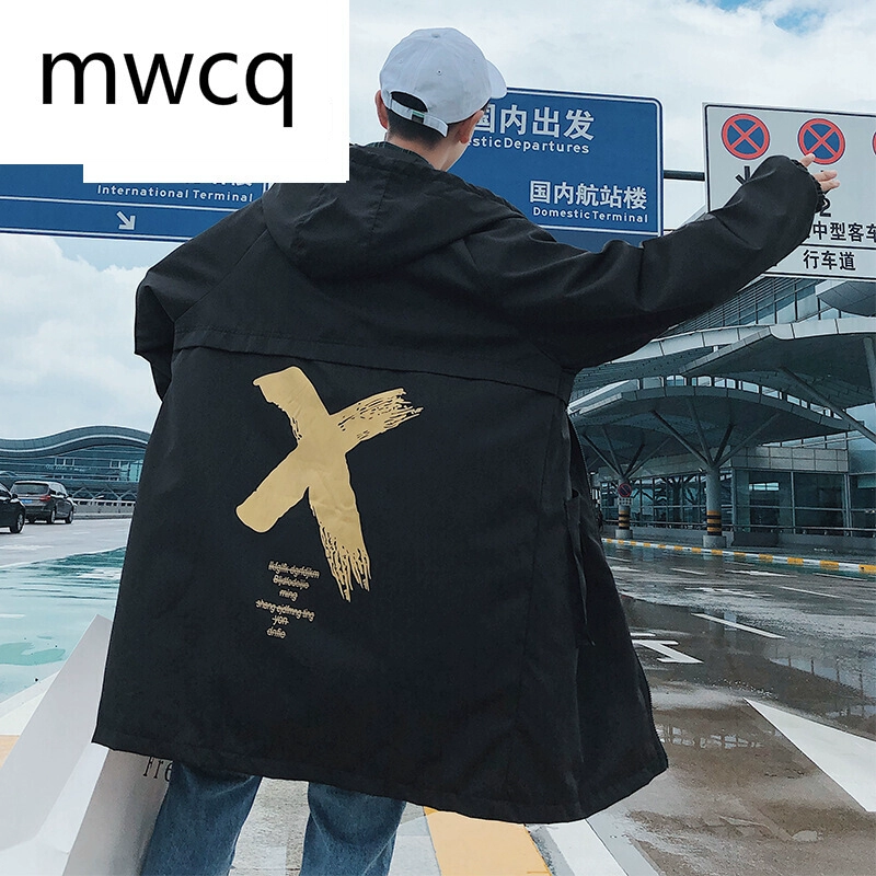 MWCQm01d2018 mùa thu mới cho nam dài dụng cụ trench coat Đường phố áo khoác hip hop lỏng lẻo - Áo gió thể thao