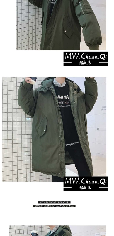 Áo khoác cotton nam mùa đông MWCQm01d phiên bản Hàn Quốc của áo khoác độn bông thả xuống trong phần dài qua áo khoác đầu gối 2018 mới - Quần áo độn bông thể thao