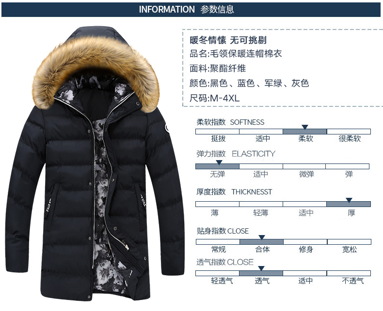 Mùa đông trùm đầu bông nam phần dài Hàn Quốc phiên bản của đẹp trai Slim thanh niên bông dày áo khoác nam sinh viên bông áo khoác
