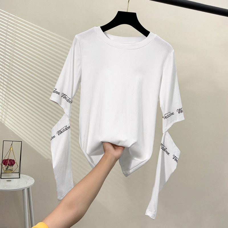 Đầu với Hàn Quốc mới bị hỏng áo thun 95 100 mùa thu áo thun 2020 in tay áo bông lỗ bottomshirt phụ nữ dài tay của