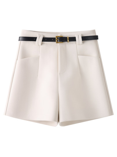 Gray woolen shorts for women autumn 2025 new autumn and winter casual outer wear boots pants wide-leg suit a-line pants