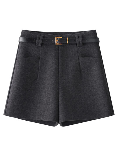 White suit woolen wide-leg pants for women 2025 new autumn and winter boot pants loose slimming a-line shorts casual pants