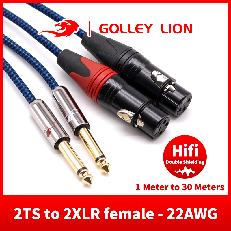 Golly Lion Double Canon Mother Go Double 6 5 Large Two-Core Audio Line 20% Two Power Amplifier Sound Mixer connecting line