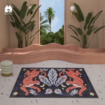 (Aoyama Mijuku) original design leopard jungle carpet mat Nordic bedroom bedside living room art ins wind