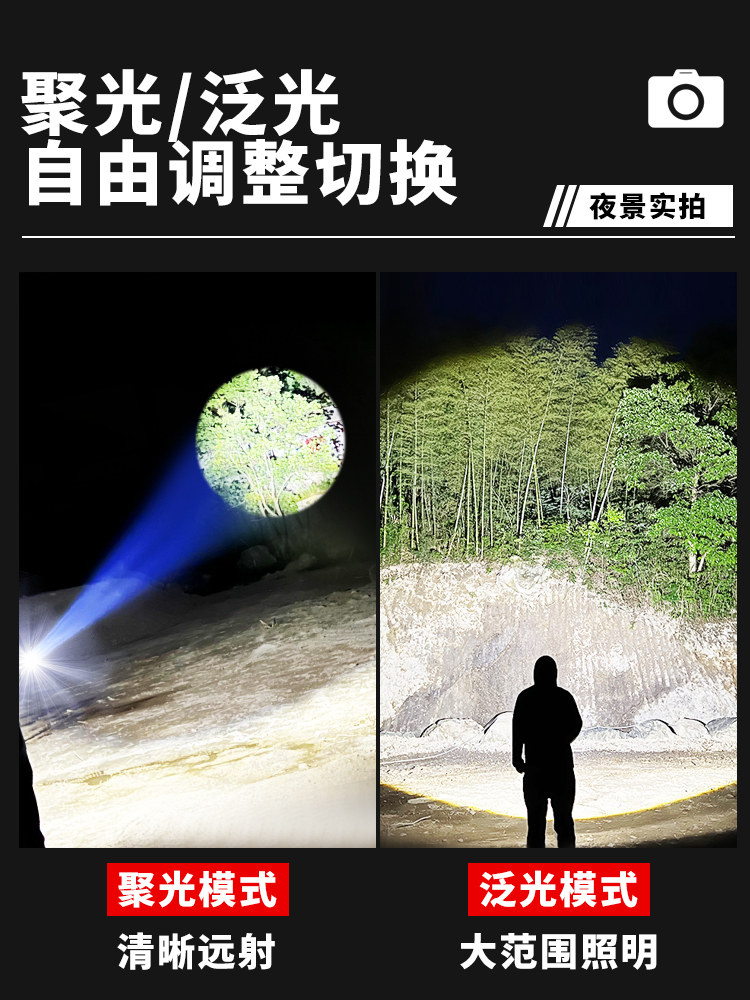 Flashlight with Strong Light, Rechargeable, Ultra-Bright, Outdoor Long-Range, Mini, Portable, Multifunctional Led Hand Light for Children, Xenon