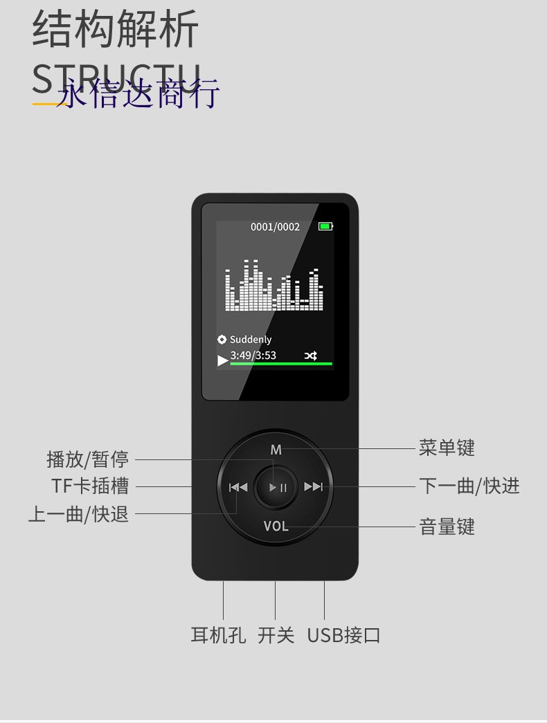 Máy nghe nhạc mp3 tiếng Anh cho sinh viên mp4 Thẻ cắm bổ trợ Walkman đi kèm với bộ nhớ với màn hình hiển thị lời bài hát điện tử - Máy nghe nhạc mp3 