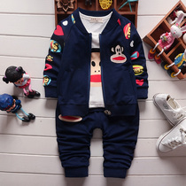 Young Childrens Clothing 2022 New Spring Loaded Baby Long Sleeve Pure Cotton Sports Suit Boy Ocean Gas Korean Version Three Sets