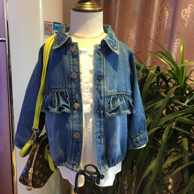 Girls spring and autumn foreign style denim jacket 2022 fashionable autumn short jacket girl baby Korean style fashion denim jacket