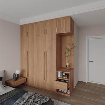 Factory whole house custom-made cherry wood wardrobe solid wood wardrobe overall one door to top bedroom l-shaped corner 5-door top box