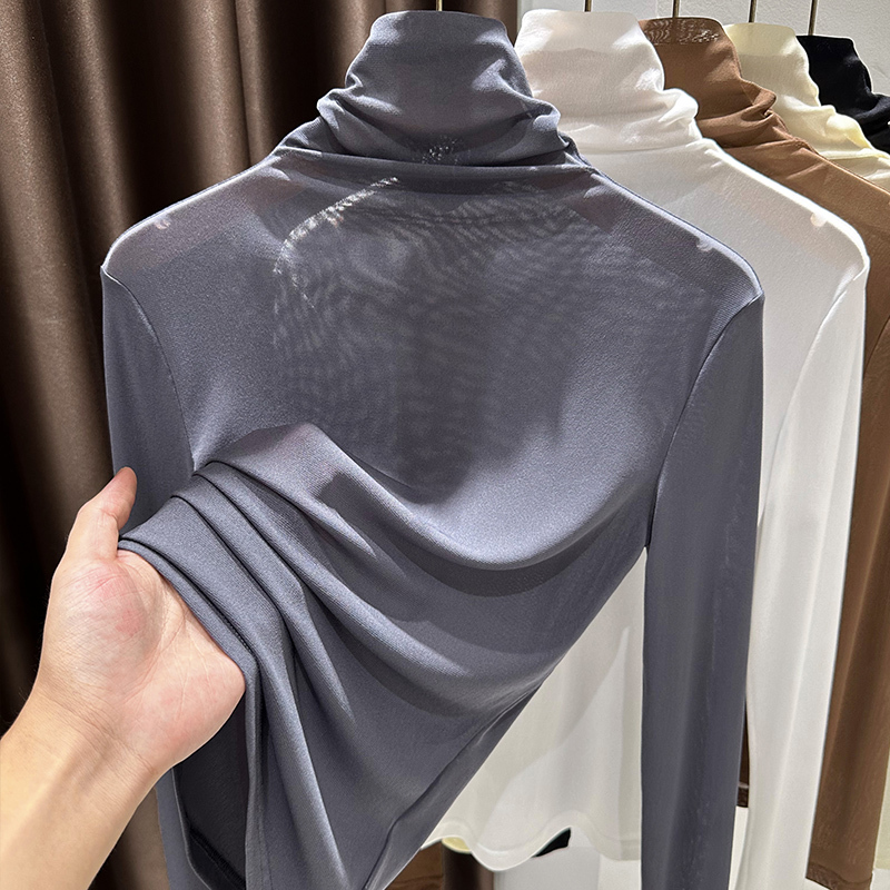 Unique Space-Themed Mesh Inner Top for Women, New Spring/Autumn/Winter Style, Layered High-Neck Transparent Thin Lace Base Shirt Unique Space-Themed Mesh Inner Top for Women, New Spring/Autumn/Winter Style, Layered High-Neck Transparent Thin Lace Base Shirt