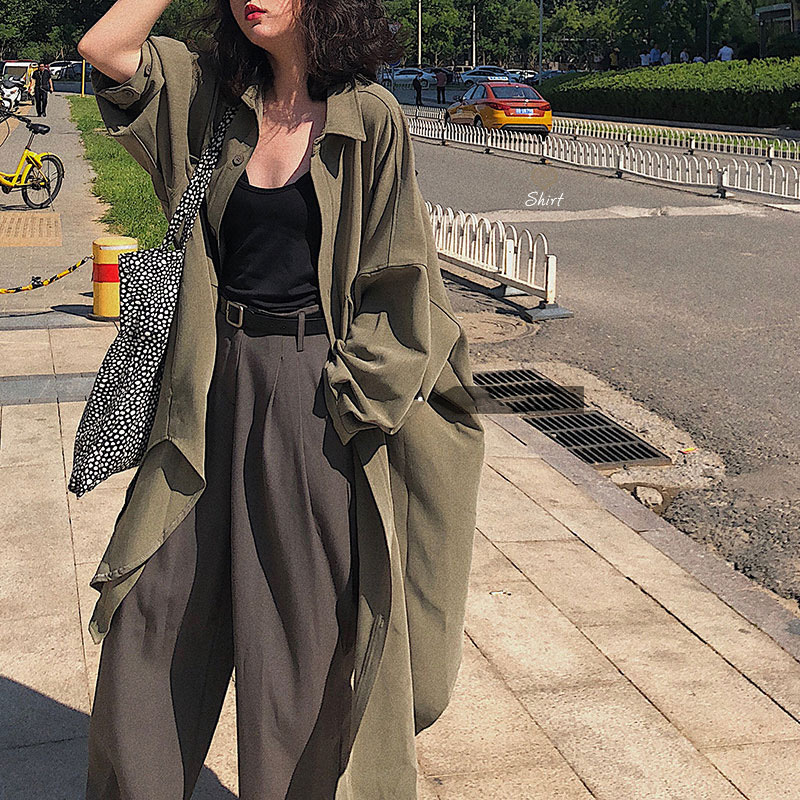 Plus-Size 150kg Medium-Length Loose Long-Sleeved Shirt Jacket for Women, New Spring and Summer Sun-Protective Trench Coat