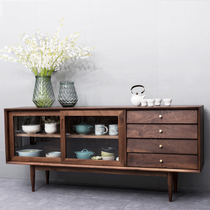 Nordic Minimalist Solid Wood Dining Side Cabinet Creative Glass Cabinet Livingroom Hyun Guan Cabinet Log Bowl Cabinet Containing Cabinet