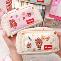 Pencil bag 2021 new popular high school students creative canvas resistant large capacity stationery box pencil bag