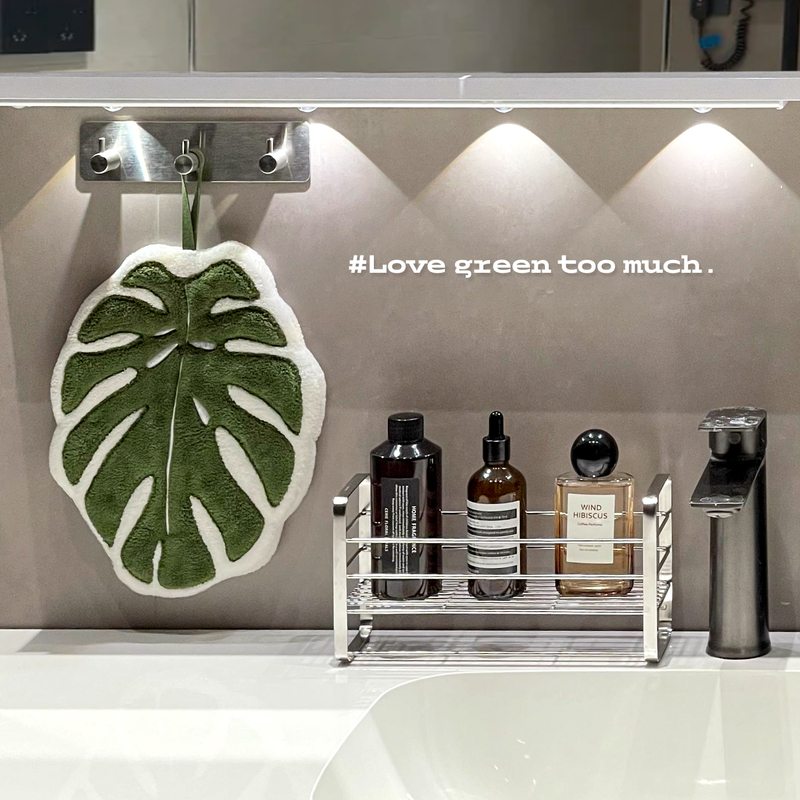 Monstera Hand Towel Wall-Mounted Absorbent Thickened Bathroom Hand Towel Small Square Towel Kitchen Cleaning Cloth