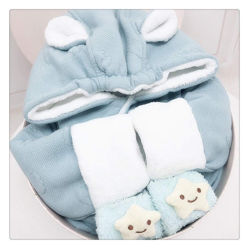 Hộp quà sơ sinh cho bé sơ sinh mùa đông cho bé áo khoác cotton dày jumpsuit hafu quà trăng rằm quần áo sơ sinh