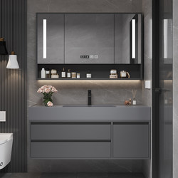 Bathroom Cabinet Set Modern Smart Light Luxury Bathroom Vanity Sink Washbasin Wall-Mounted Mirror Cabinet Set