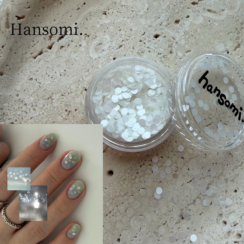 Hansomi Nail Nail Art Round Dot 2mm Cool White Material Glitter Nail Decoration Hansomi Nail Nail Art Round Dot 2mm Cool White Material Glitter Nail Decoration