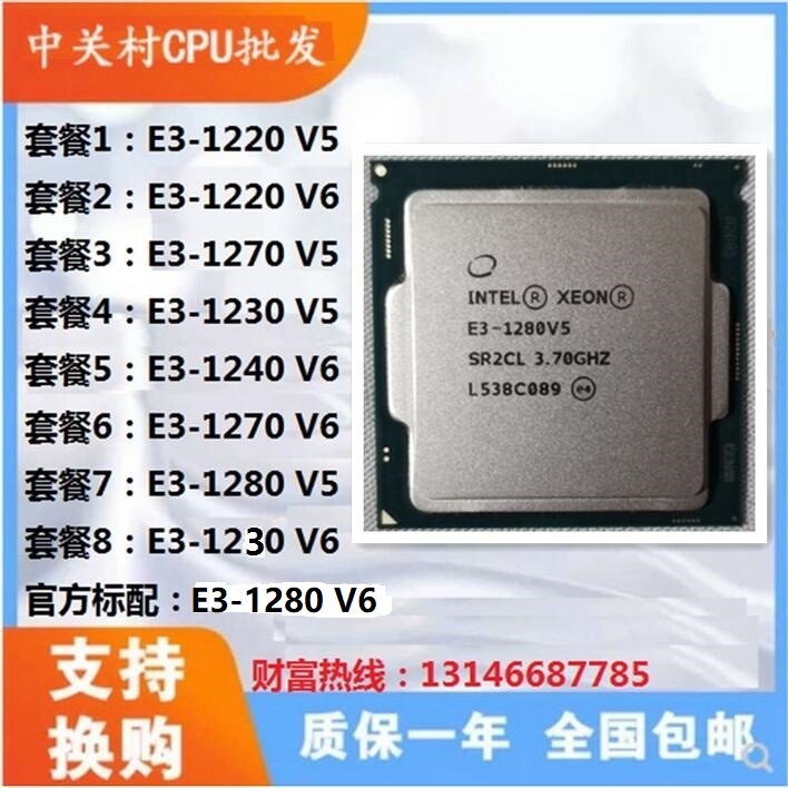 Intel 12 1230 1240 1270 1280 V5 V6 1270 V5 Cpu 散片