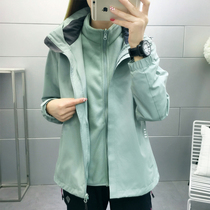 Autumn and winter outdoor assault clothes womens two-piece inner container take off windproof waterproof mountaineering suit three-in-one thickened coat tide
