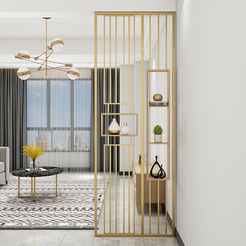 Modern simple fashion wind Wrought iron light luxury screen partition Small apartment living room simple flat wind entrance door brake block