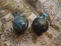 Old Copper Miscellaneous 013------Qing Dynasty Tai Xing Small Tiger Head Bell Kitten and Puppy Bell