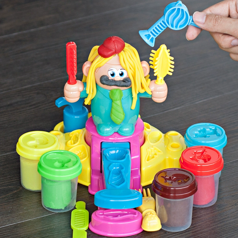 Douyin trẻ em thợ làm tóc màu đất sét bóp tóc plasticine DIY khuôn công cụ thiết lập đất sét chơi nhà đồ chơi - Đất sét màu / đất sét / polymer đất sét,