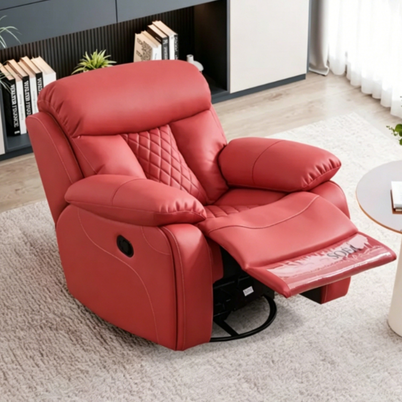 Large Genuine Leather Single Sofa, Electric Reclining Chair, First-Class Space Sofa Cabin, Living Room Functional Lazy Nap Chair