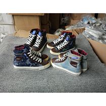 Spring and Autumn High Strappy Lace-up canvas shoes Camouflage mens shoes casual retro shoes leather cloth splicing board shoes 6