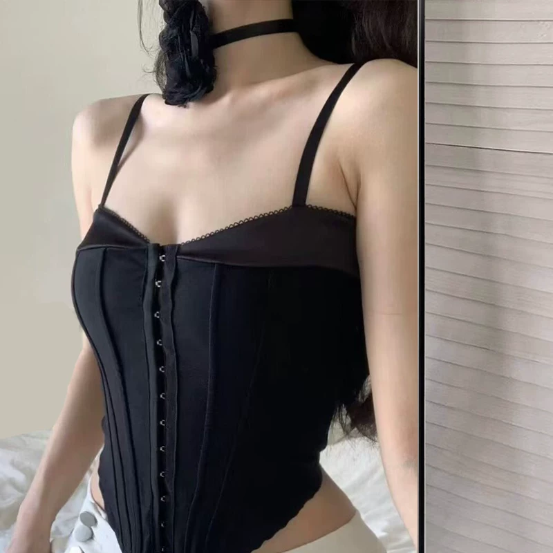 Европейский и американский стиль топ с V-образным вырезом, sexy, косточками, обтягивающий, черный, неровные брители, женские основа инструмент