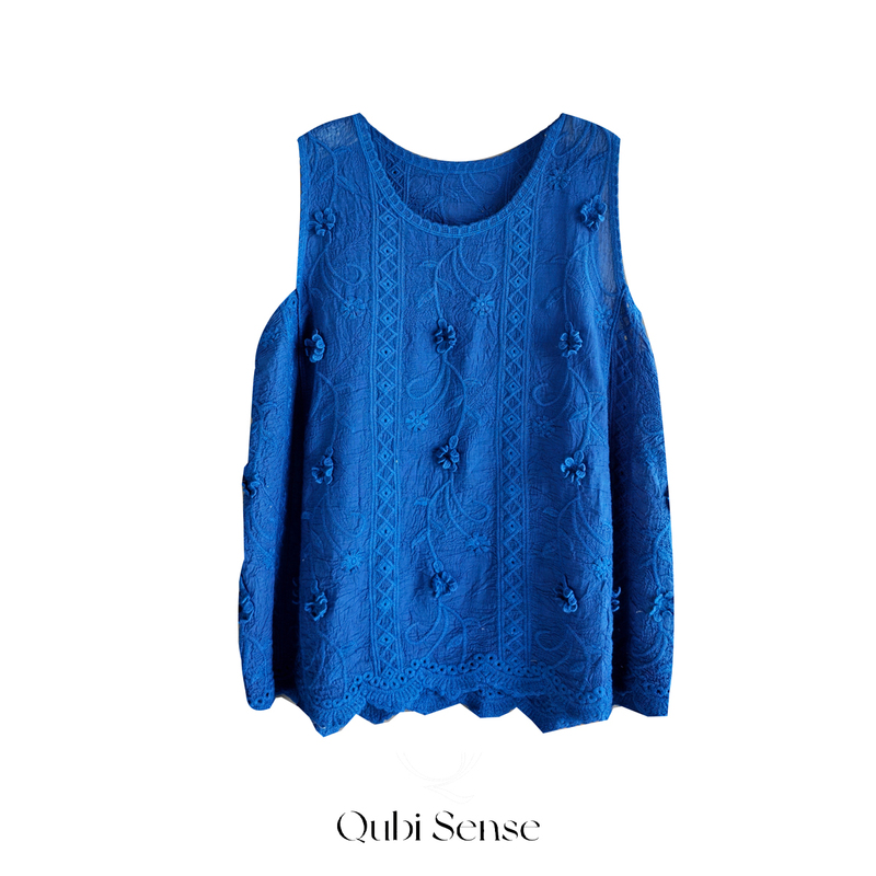 【Exclusive to Da Pan】Pure Cotton Garment-Dyed Three-Dimensional Floral Wide-Strap Tank Top Hx011