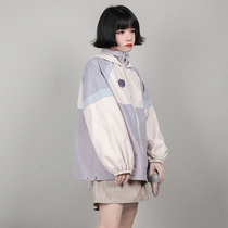 Small onion good cut original hooded sunscreen coat women 2021 autumn and winter thin loose color color long sleeve assault jacket