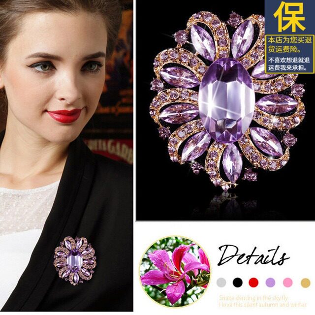 Crystal corsage female European style niche creative design sense simple brooch suit cheongsam fashion all-match pin accessories - Taobao