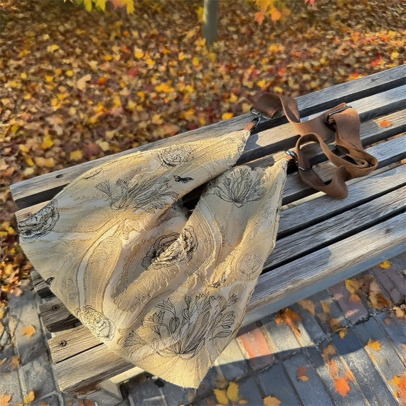 [Mu Yeji] Early Autumn New Product Exclusive Plant Print Versatile Crossbody Bag Practical Single Shoulder Large Capacity Women's Bag