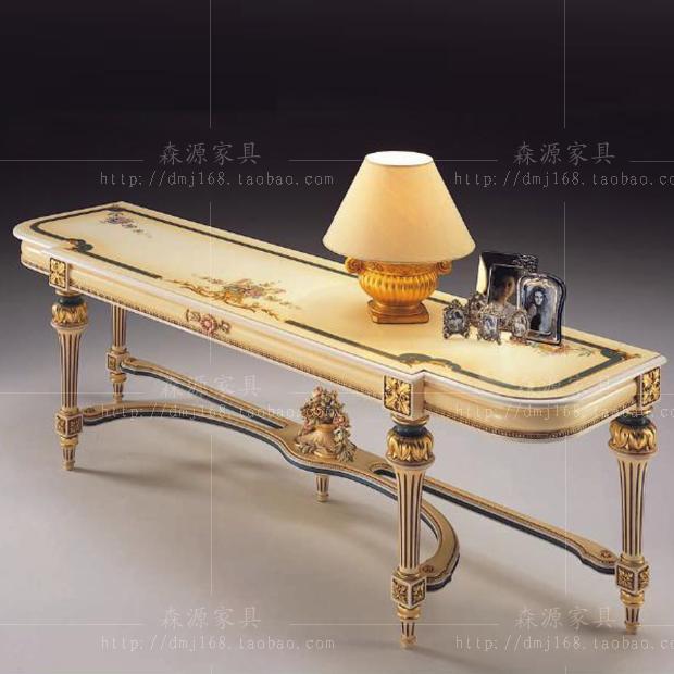 Eurostyle retro-ancient Xuanguan table-style color painting Xuan guan cabinet solid wood sculpted flowers mirror Xuanguantai Guest hall decoration table to make old