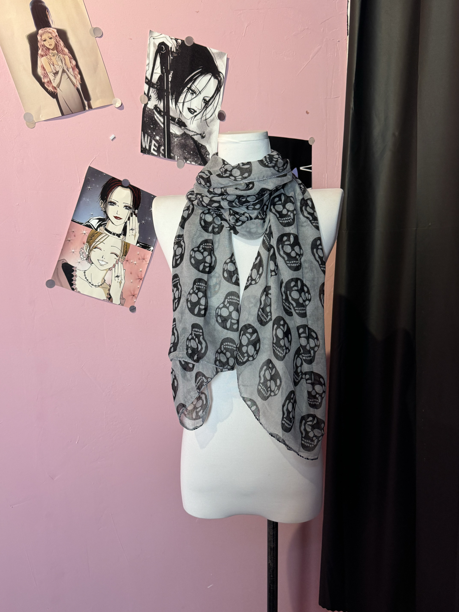 Export overstock items, subculture dark punk rock skull pattern, thin spring and autumn style, perfect for pairing with scarves and shawls.