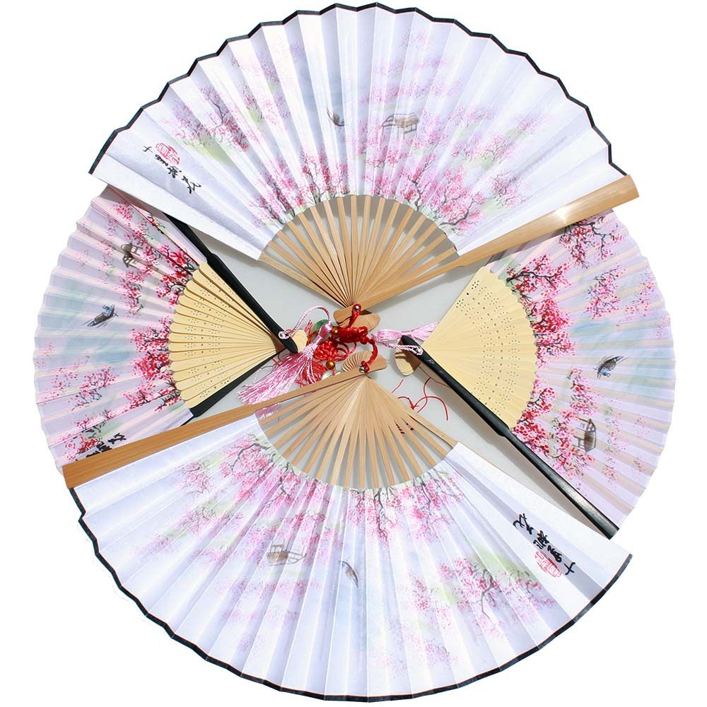 Xianbao boutique multi-bone silk-faced folding fan Sansheng III Shili Peach Blossom same folding fan Travel fan