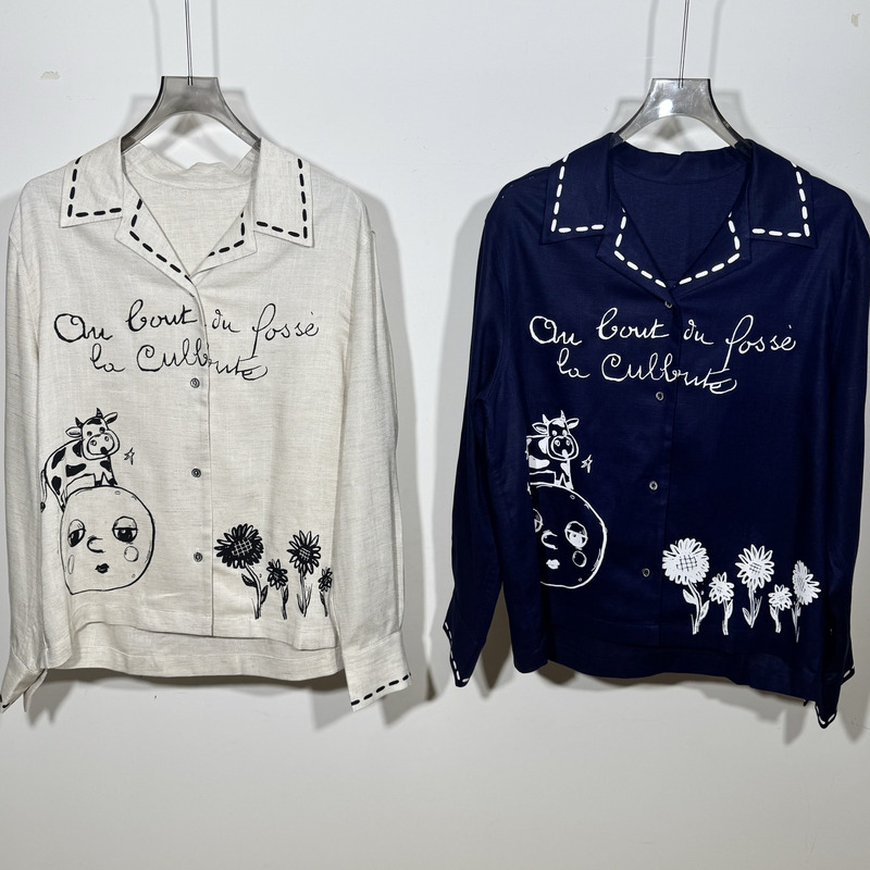 B250328, Cow Farm Print Long Sleeve Shirt