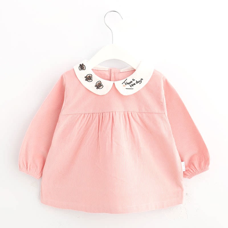 Autumn and winter children's bib corduroy waterproof girls wear clothes baby cotton baby long sleeve baby eating clothes
