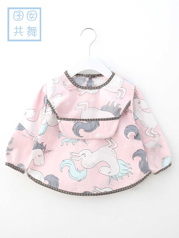 Spring and autumn baby eating jacket Waterproof children's long-sleeved anti-dressing boy bib clothes girl anti-dirty apron baby
