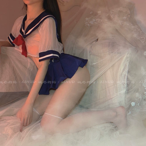 Будь твоей кошкой: Сймейи ждет, когда ты пойдешь домой, чтобы пойти домой, сексуальная сетка Прозрачная военно -морской стиль