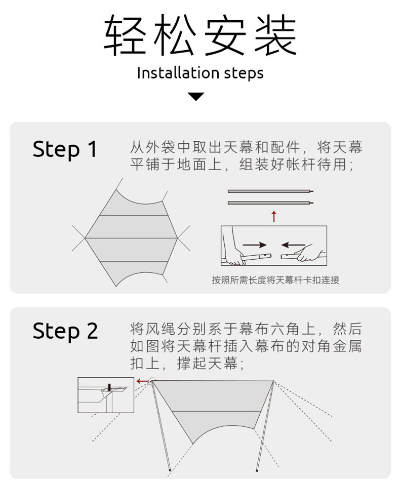 Атриум 黑鹿户外黑胶天幕露营野营遮阳蓬野餐便携式装备防水折叠防晒云荫 Blackdeer