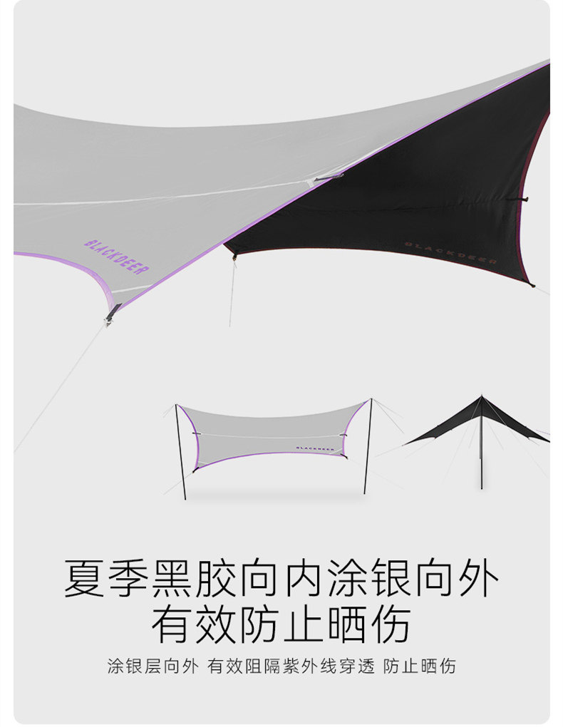 Атриум 黑鹿户外黑胶天幕露营野营遮阳蓬野餐便携式装备防水折叠防晒云荫 Blackdeer