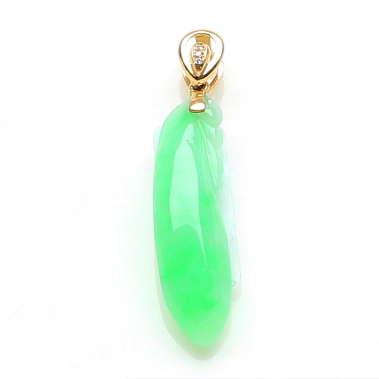 Natural 18K gold inlaid jade pendant Myanmar ice glutinous seed Jade Ruyi Fu Melon Four Season Bean Pendant A Goods With Certificate