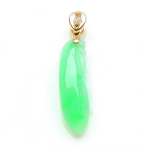 Natural 18K gold inlaid jade pendant Myanmar ice glutinous seed Jade Ruyi Fu Melon Four Season Bean Pendant A Goods With Certificate