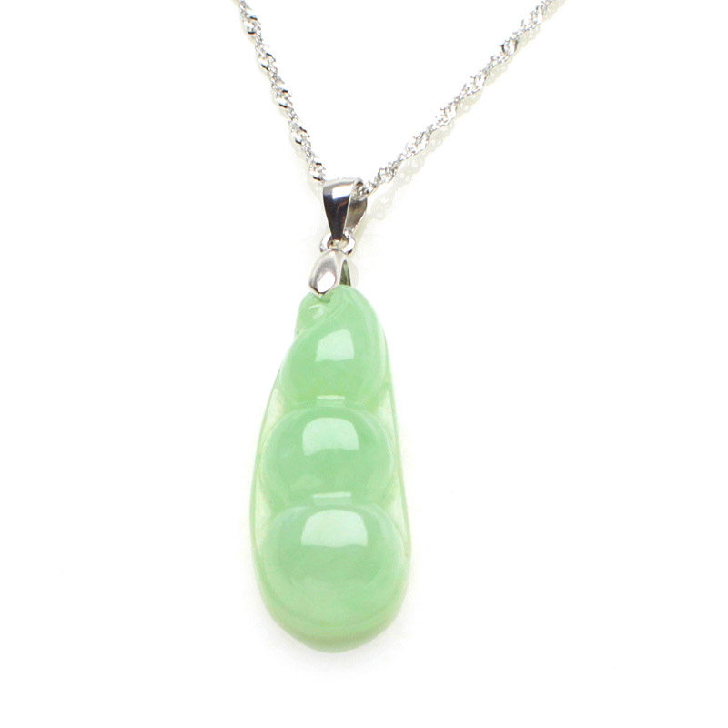 A Cargo Emerald Jade Pendant Ice Glutinous Water Moisturizing Four Season Bean Jade Pendant Distribution Pure Silver Necklace Woman Pendant Pendant