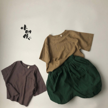 Anti-heat anger type fried thin 2020 new summer children retro style cotton linen T-shirt boys and girls tide personality