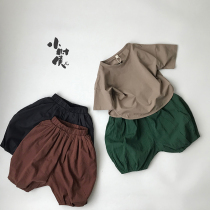 Round rolling cute treasure into 2020 new summer c thin cotton pumpkin pants lantern children seven points forest literature and art tide