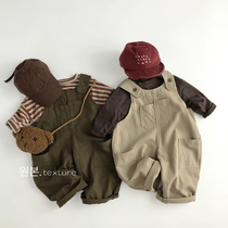 Love the love~The quality is great~Spring and Autumn Korean version of childrens overalls fashionable men and womens trendy retro bodysuits